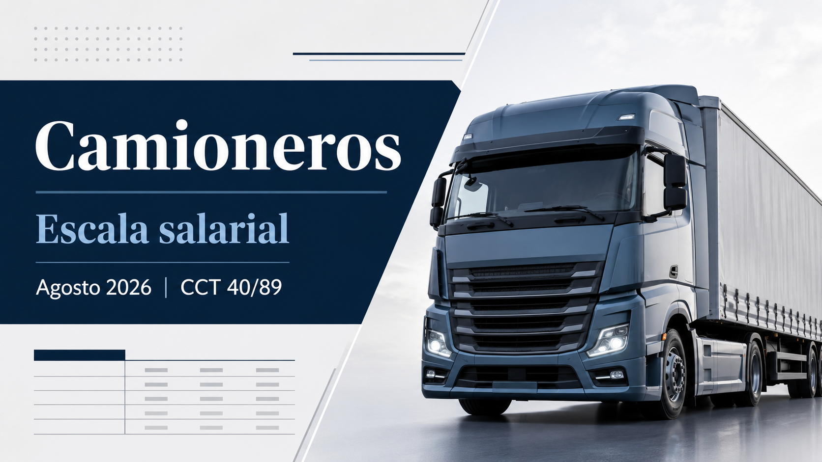 En este momento estás viendo Camioneros: escala salarial agosto 2026 – CCT 40/89